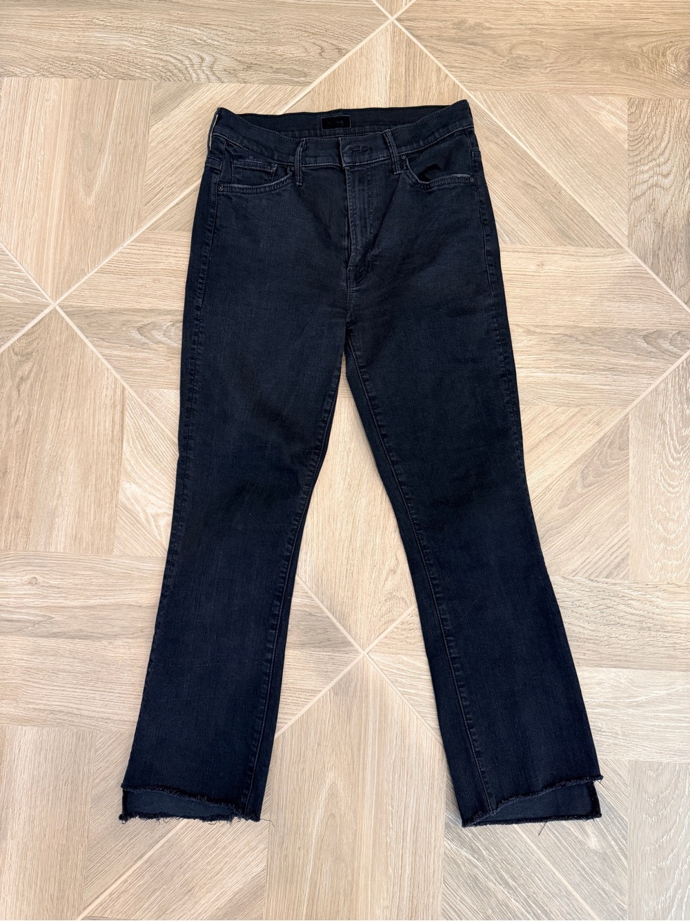 MOTHER Black Jeans with Raw Hem